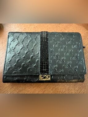 Swarovski Black Embossed Crystal-Trim Wallet